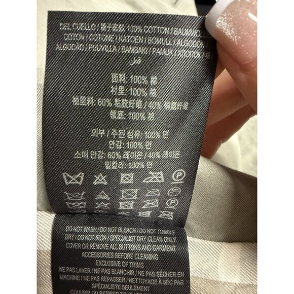 Burberry Beige Cotton Trench Coat With Button Closure & Belted Back - Picture 13 of 16